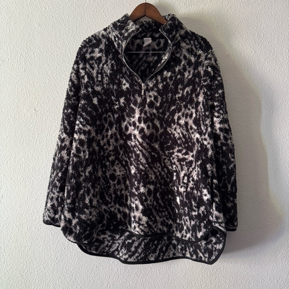 Cozy Sherpa Fleece Quarter Zip Pullover Animal Print Plus 14/16 Livi Streetwear - Picture 13 of 13